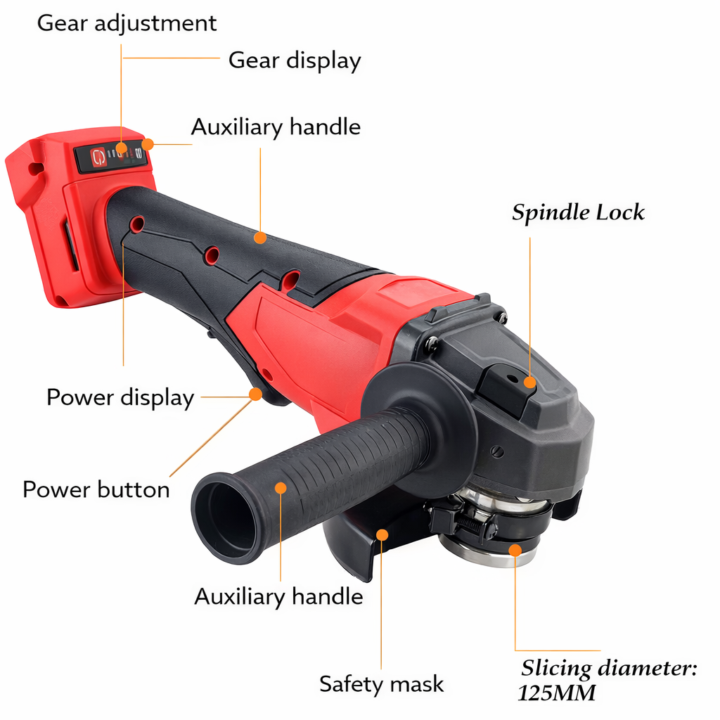 125mm Brushless Cordless Angle Grinder – 8,500RPM Power Tool Compatible with Milwaukee 18V Batteries, M14 Spindle, Heavy-Duty Cutting & Grinding for Electricians, Plumbers, and HVAC Professionals