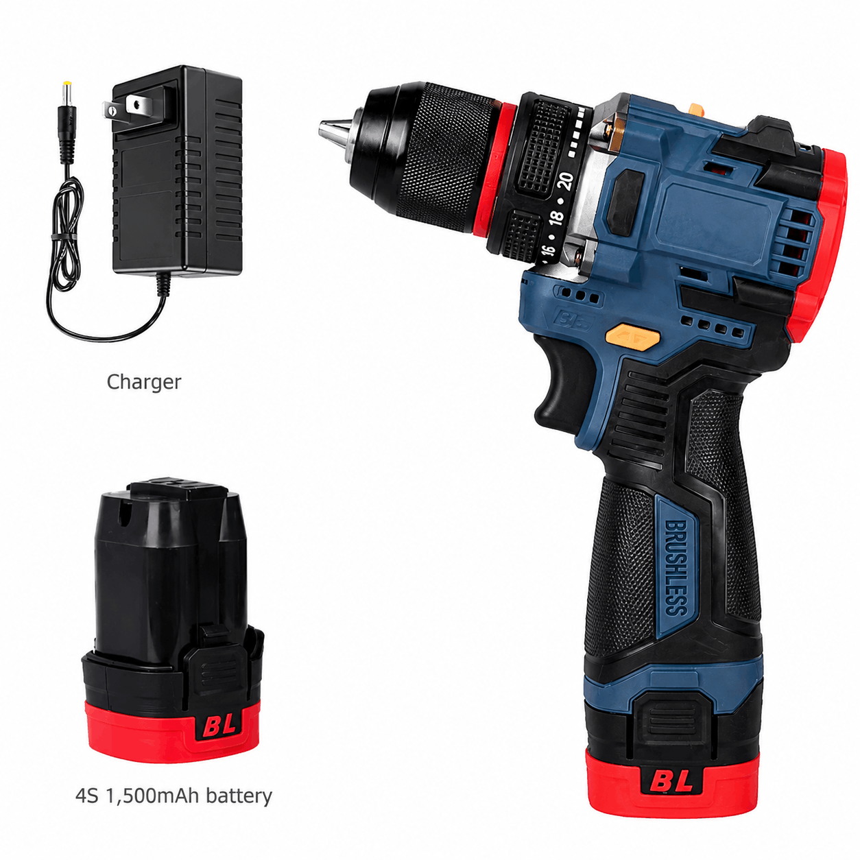 16.8V Brushless Cordless Drill Driver with 50Nm Torque, 2-Speed Control & Variable Speed - Rechargeable Electric Screwdriver for Electrical & Plumbing Maintenance, Home Renovation, Furniture Installation