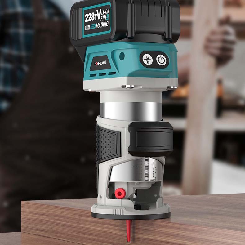 21V Lithium-Ion Brushless Cordless Versatile Trim Router for Wood Slotting, Edge Trimming, Artistic Engraving