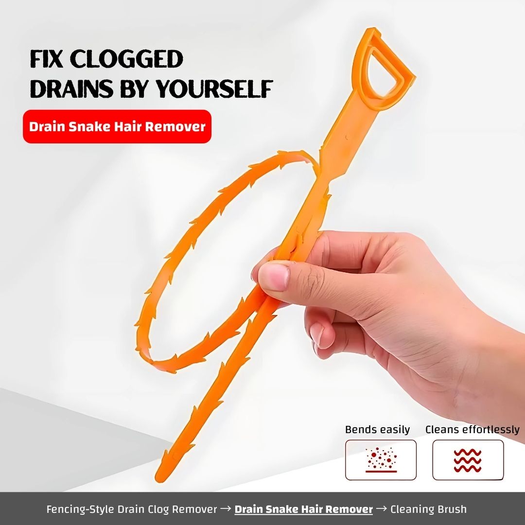 9-in-1 Drain Cleaning Tool Set – Fencing-Style Drain Clog Remover(1pcs), 20inch Drain Snake Hair Remover(6pcs) & 18inch Spiral Pipe Cleaning Brush(2pcs) for Kitchen, Bathroom, and Floor Drains