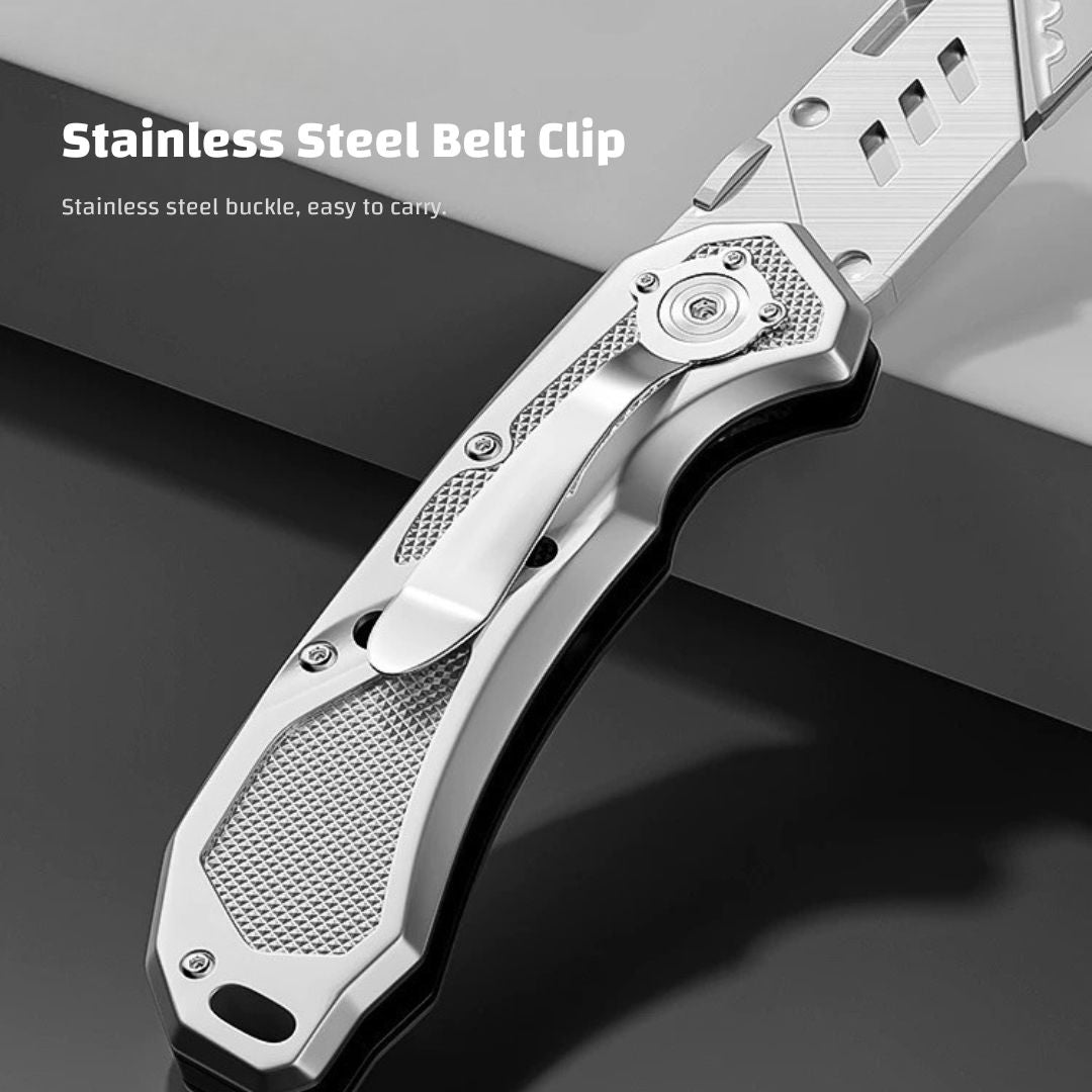 Heavy-Duty Stainless Steel Utility Knife – Foldable Wallpaper & Craft Knife with Tungsten Steel Reinforcement