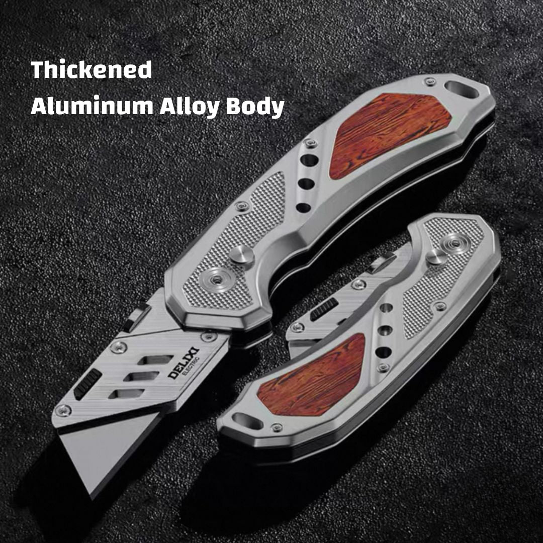 Heavy-Duty Stainless Steel Utility Knife – Foldable Wallpaper & Craft Knife with Tungsten Steel Reinforcement