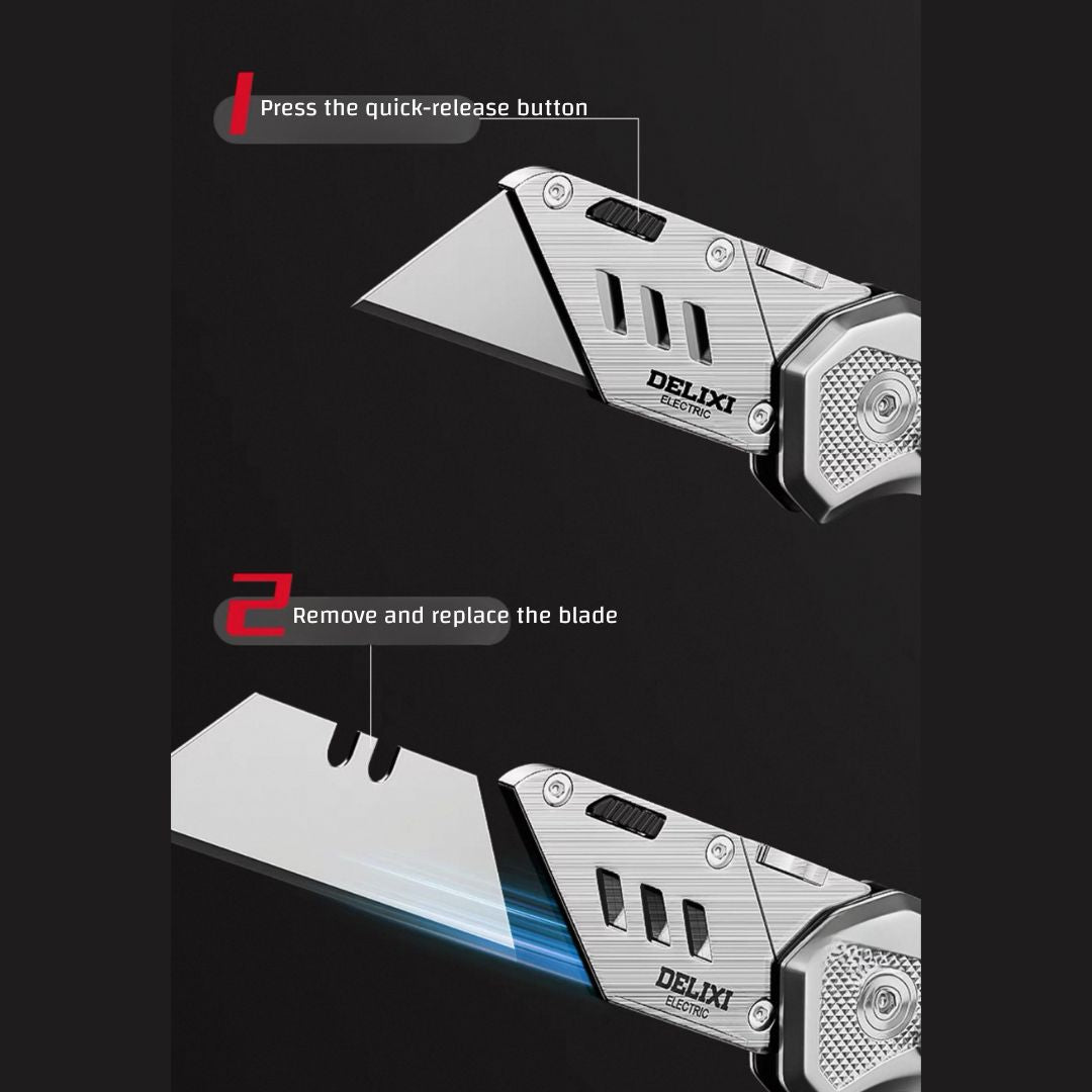 Heavy-Duty Stainless Steel Utility Knife – Foldable Wallpaper & Craft Knife with Tungsten Steel Reinforcement