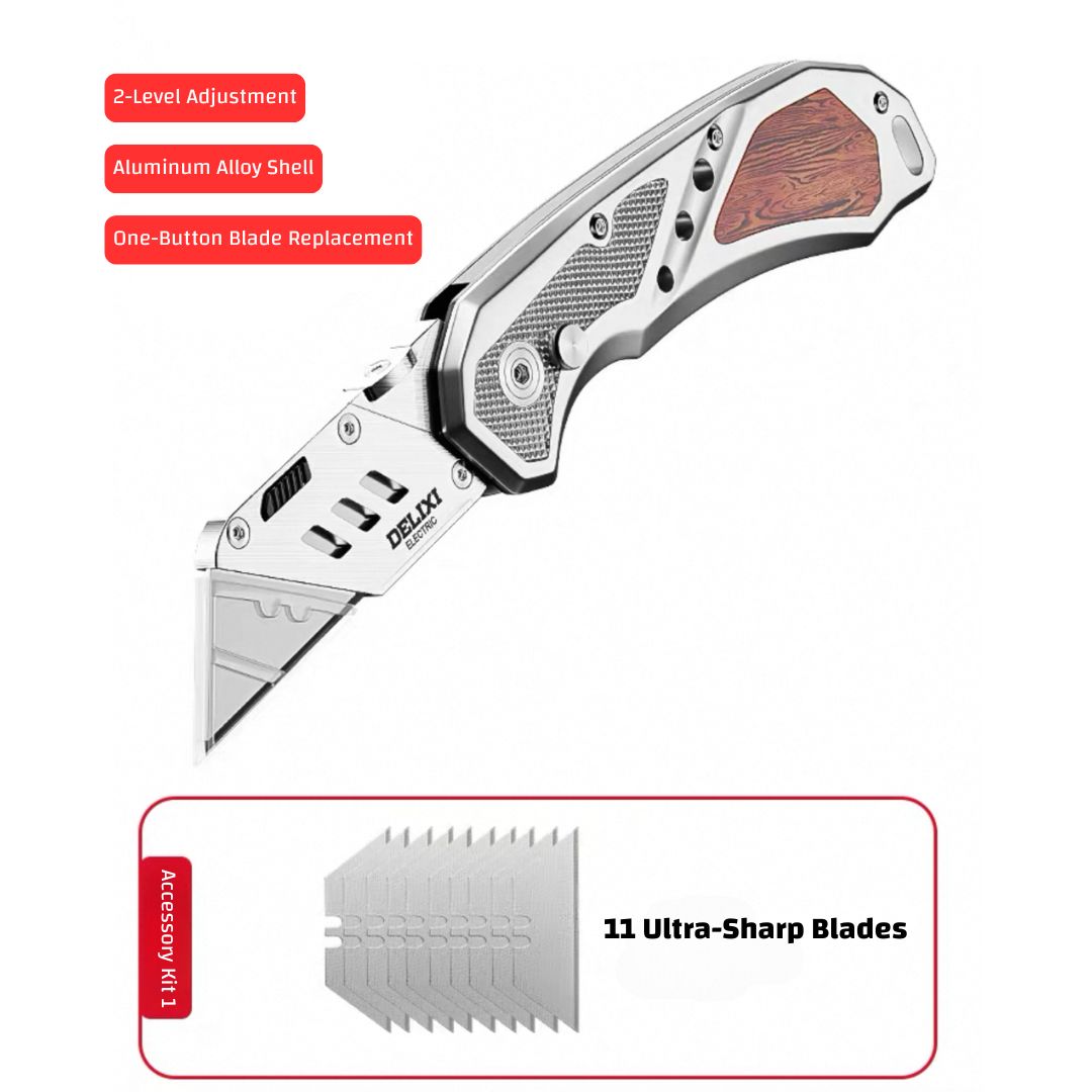 Heavy-Duty Stainless Steel Utility Knife – Foldable Wallpaper & Craft Knife with Tungsten Steel Reinforcement