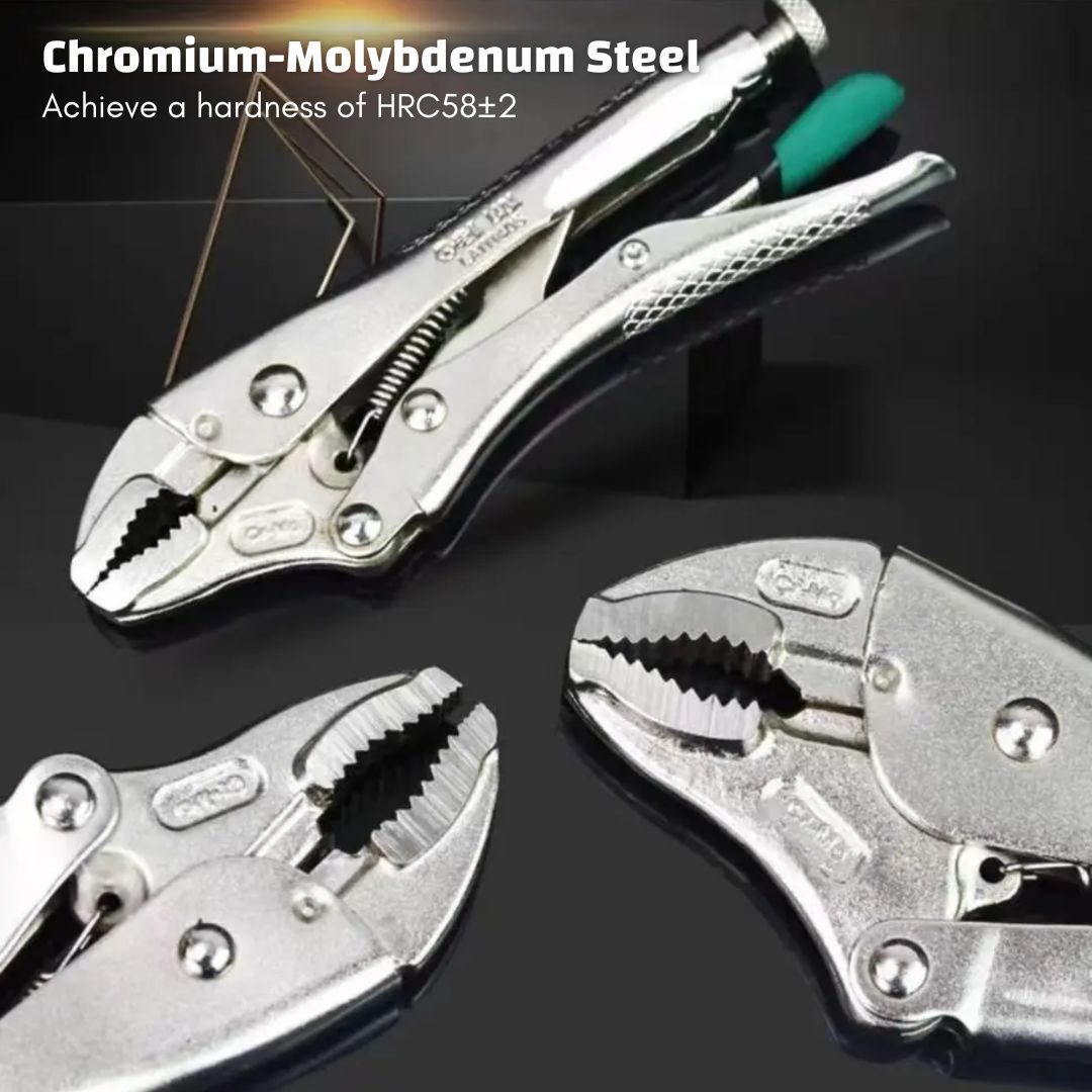 High Hardness & Torque CR-MO (Chromium-Molybdenum) Steel Locking Pliers with Multiple Jaw Types (Round, Needle-nose, Flat, C-shape, Chain, Welding, Straight) for DIY & Professional Use