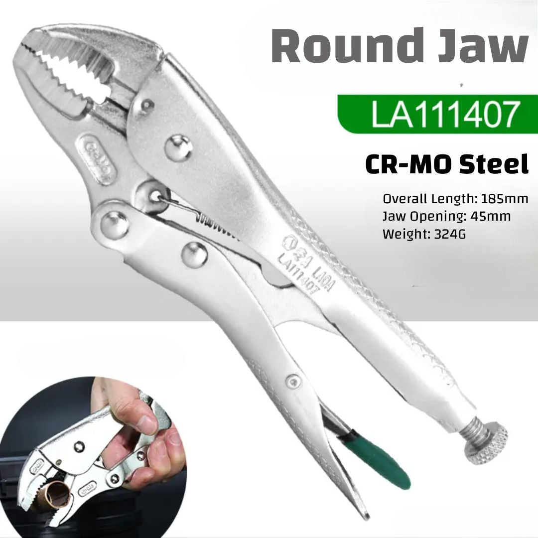 High Hardness & Torque CR-MO (Chromium-Molybdenum) Steel Locking Pliers with Multiple Jaw Types (Round, Needle-nose, Flat, C-shape, Chain, Welding, Straight) for DIY & Professional Use