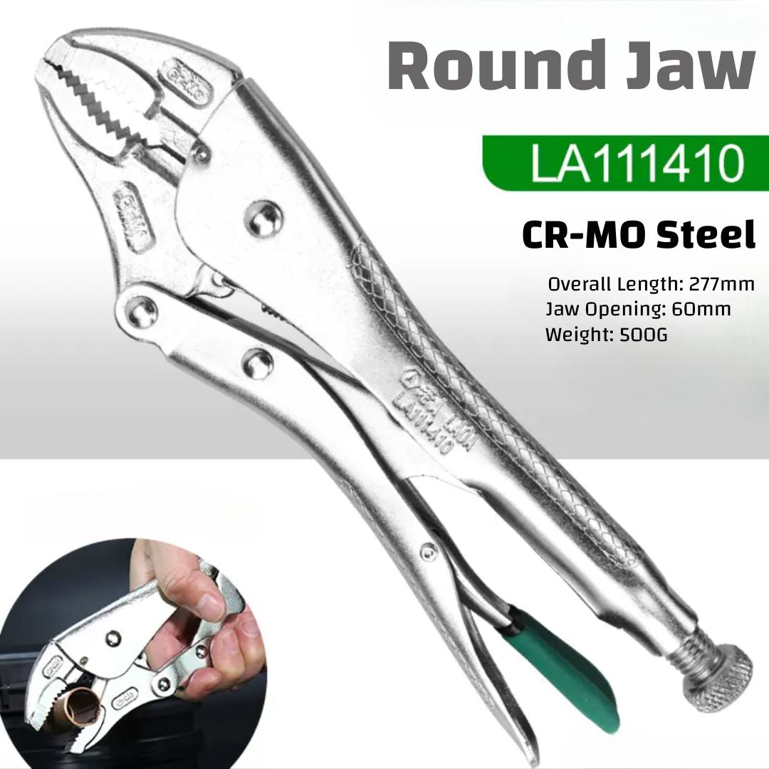 High Hardness & Torque CR-MO (Chromium-Molybdenum) Steel Locking Pliers with Multiple Jaw Types (Round, Needle-nose, Flat, C-shape, Chain, Welding, Straight) for DIY & Professional Use