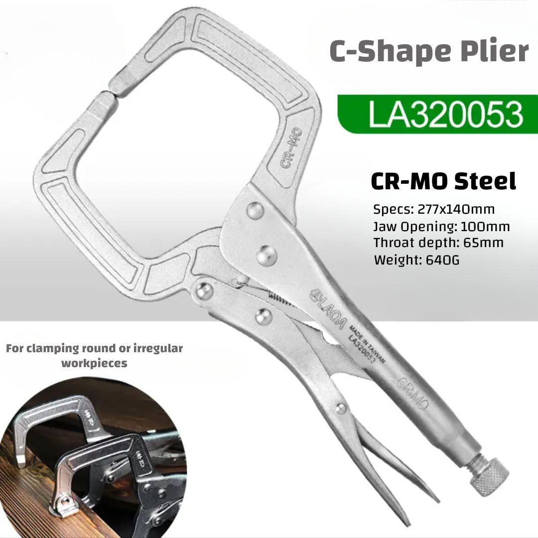 High Hardness & Torque CR-MO (Chromium-Molybdenum) Steel Locking Pliers with Multiple Jaw Types (Round, Needle-nose, Flat, C-shape, Chain, Welding, Straight) for DIY & Professional Use