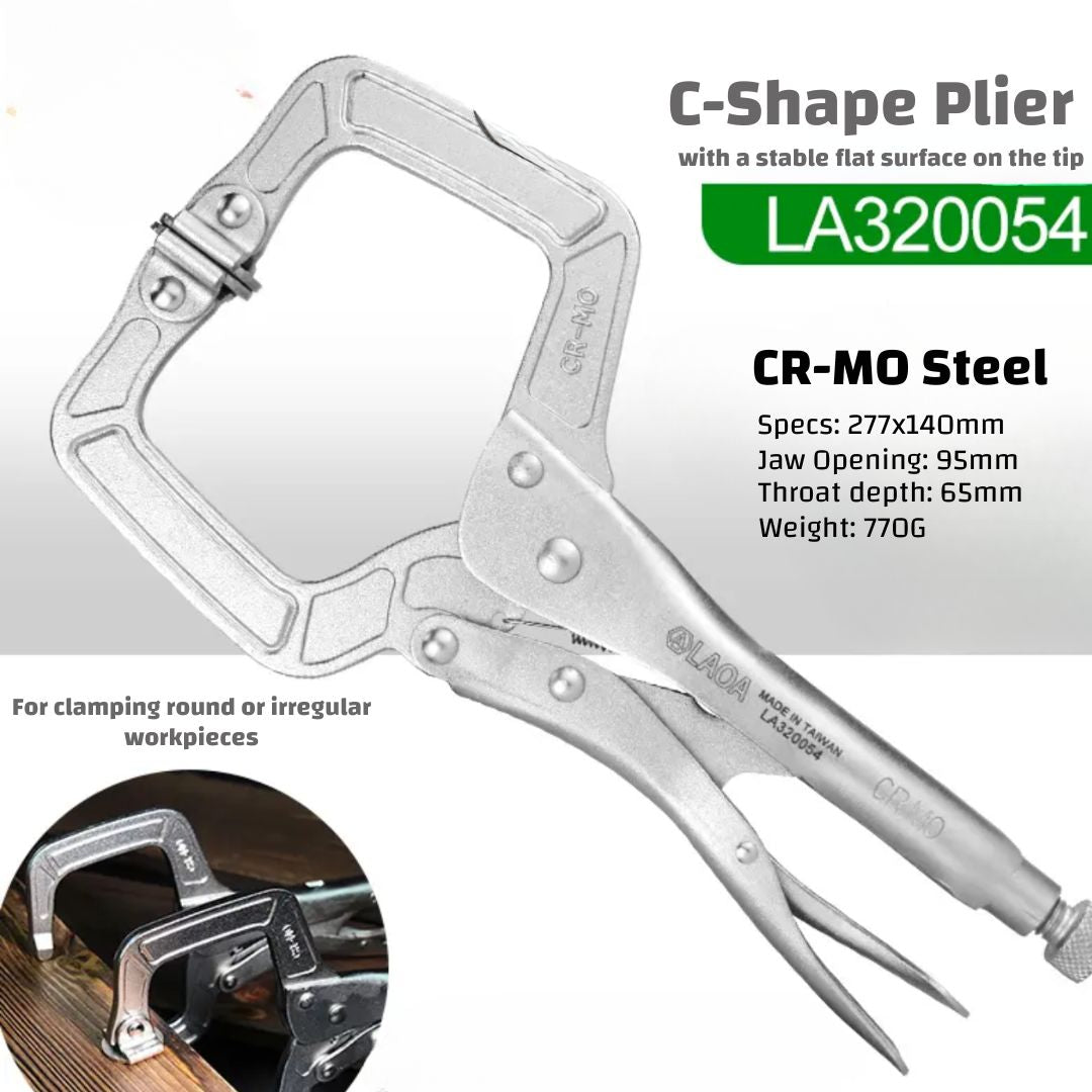 High Hardness & Torque CR-MO (Chromium-Molybdenum) Steel Locking Pliers with Multiple Jaw Types (Round, Needle-nose, Flat, C-shape, Chain, Welding, Straight) for DIY & Professional Use
