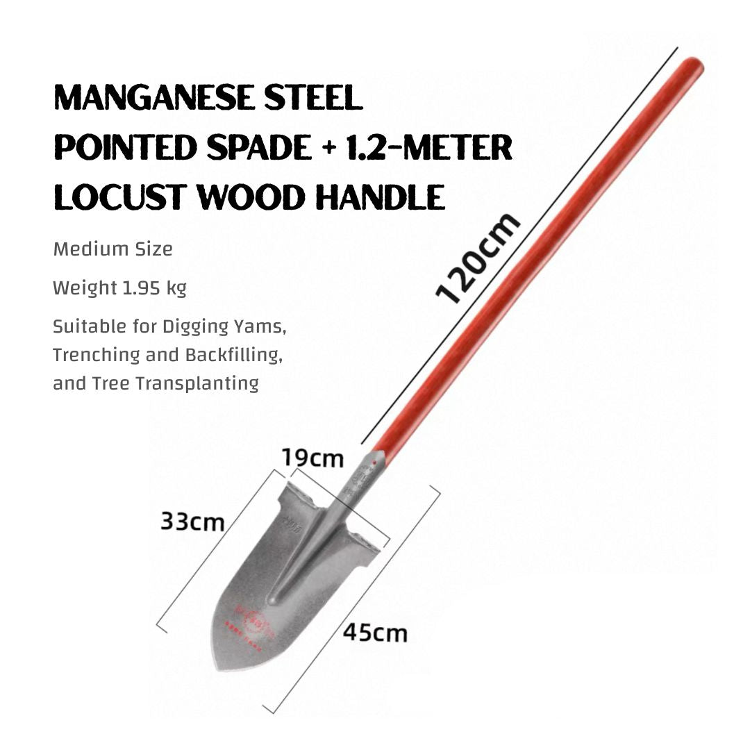 Manganese Steel Digging Spade – Heavy-Duty Pointed Shovel for Farming, Gardening & Tree Transplanting