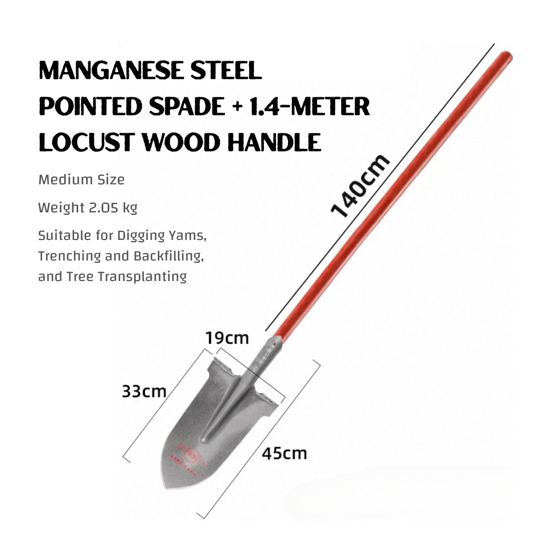 Manganese Steel Digging Spade – Heavy-Duty Pointed Shovel for Farming, Gardening & Tree Transplanting