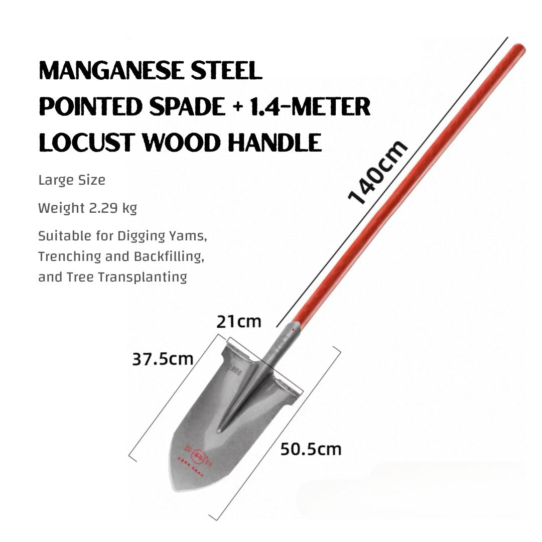 Manganese Steel Digging Spade – Heavy-Duty Pointed Shovel for Farming, Gardening & Tree Transplanting