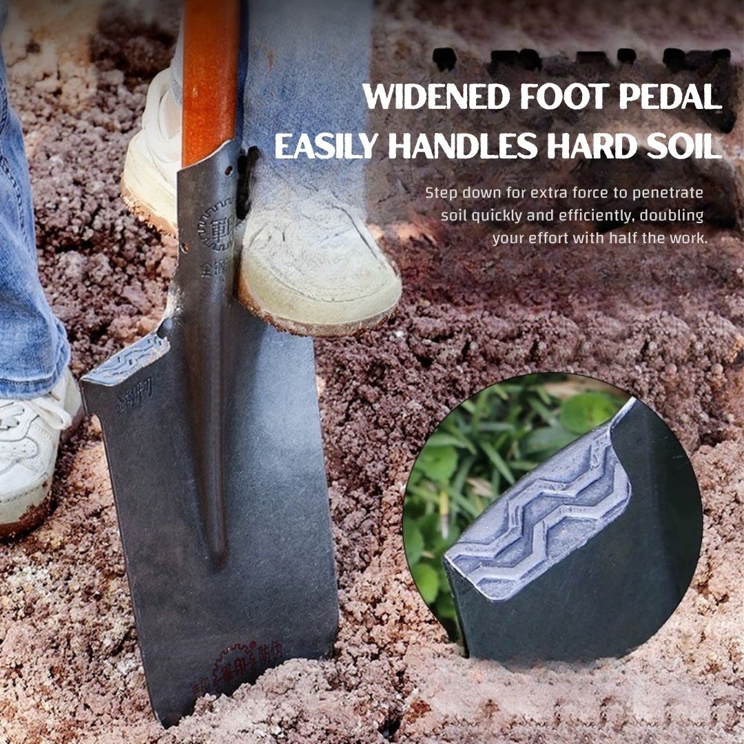Manganese Steel Digging Spade – Heavy-Duty Pointed Shovel for Farming, Gardening & Tree Transplanting