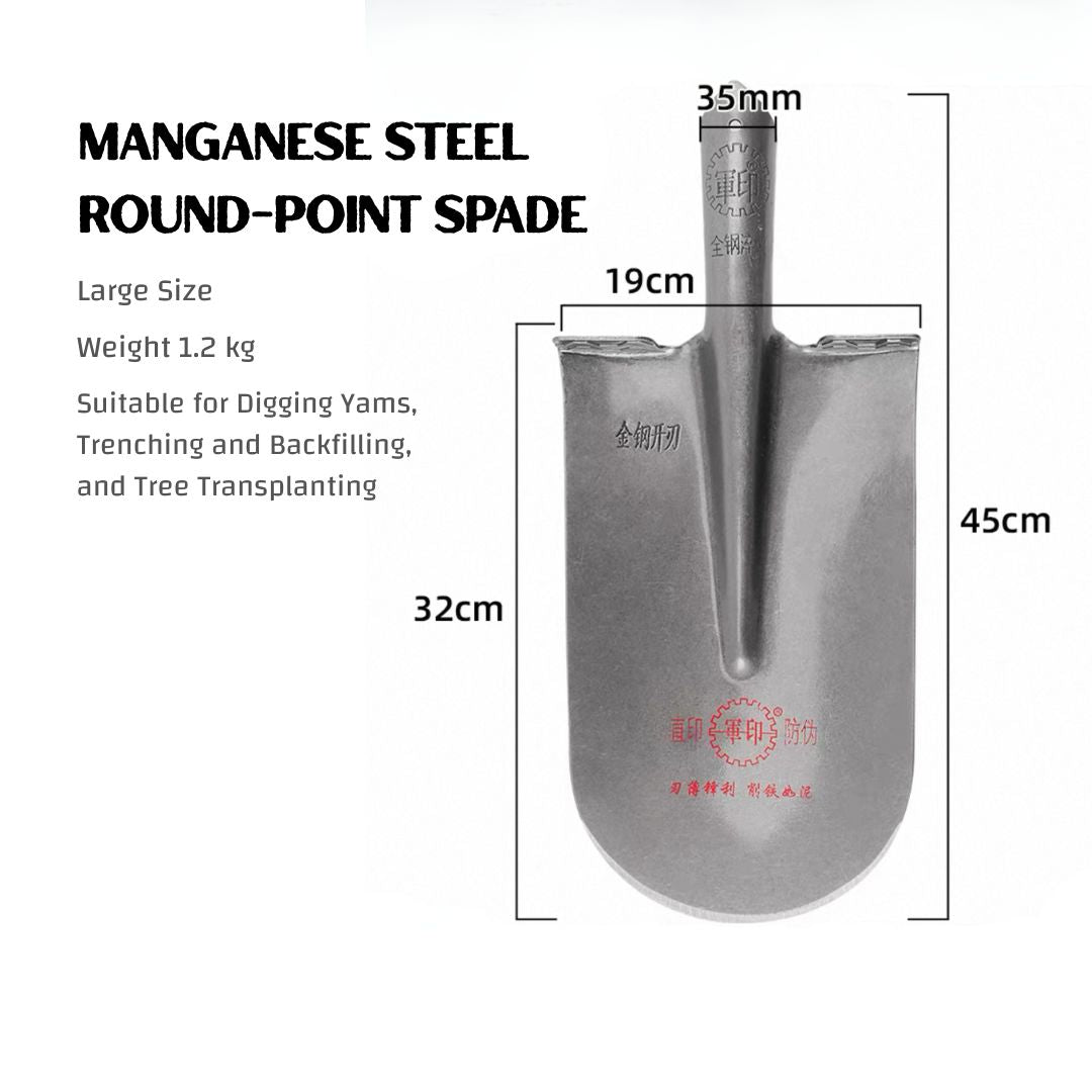Manganese Steel Digging Spade – Heavy-Duty Pointed Shovel for Farming, Gardening & Tree Transplanting