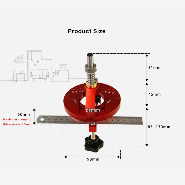 Multi-Functional Self-Contained Fixture 35mm Door Hinge Jig for Hinge Hole Drilling, Wood Mortise Hole Drilling, Vertical Hole Drilling