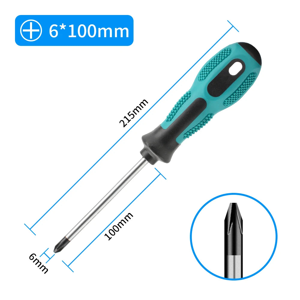 Magnetic Flat Head Cross Screwdriver - Anti-Slip, Durable Chrome-Vanadium Steel for Precision Household & DIY Tasks