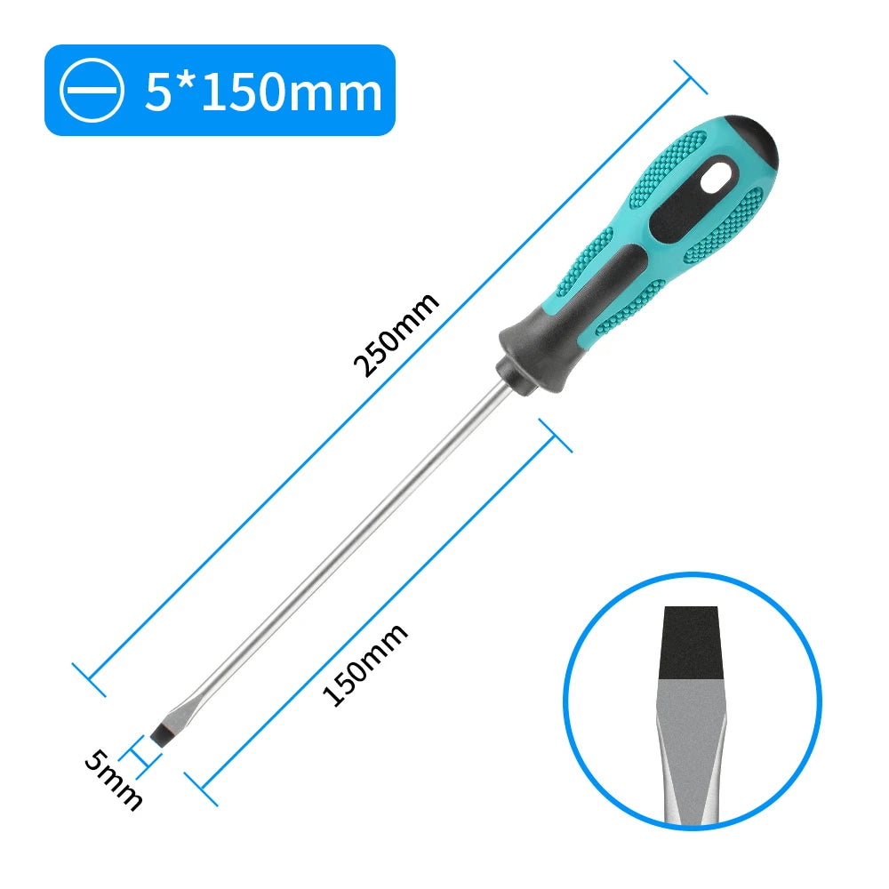 Magnetic Flat Head Cross Screwdriver - Anti-Slip, Durable Chrome-Vanadium Steel for Precision Household & DIY Tasks