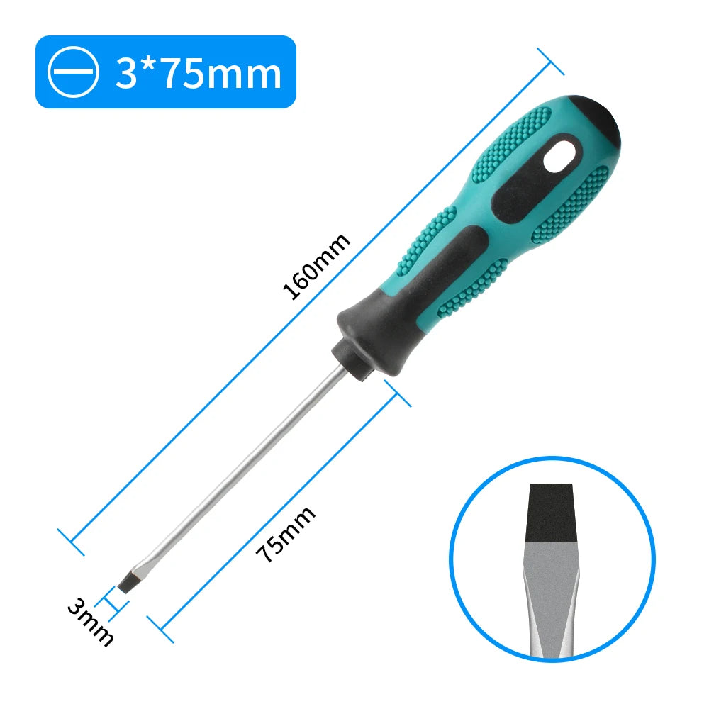 Magnetic Flat Head Cross Screwdriver - Anti-Slip, Durable Chrome-Vanadium Steel for Precision Household & DIY Tasks
