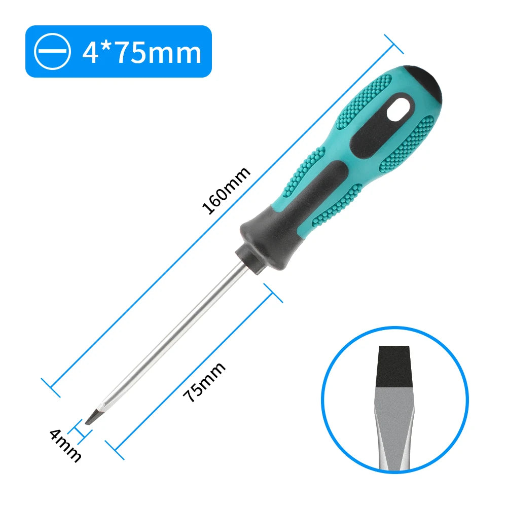 Magnetic Flat Head Cross Screwdriver - Anti-Slip, Durable Chrome-Vanadium Steel for Precision Household & DIY Tasks
