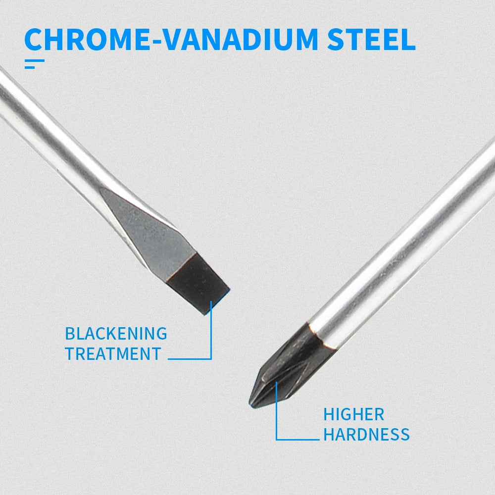 Magnetic Flat Head Cross Screwdriver - Anti-Slip, Durable Chrome-Vanadium Steel for Precision Household & DIY Tasks
