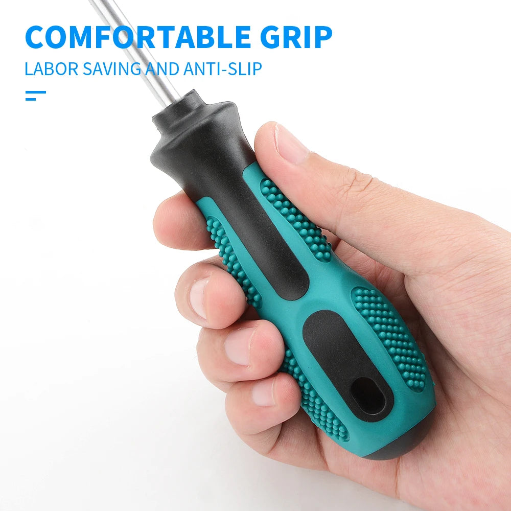 Magnetic Flat Head Cross Screwdriver - Anti-Slip, Durable Chrome-Vanadium Steel for Precision Household & DIY Tasks