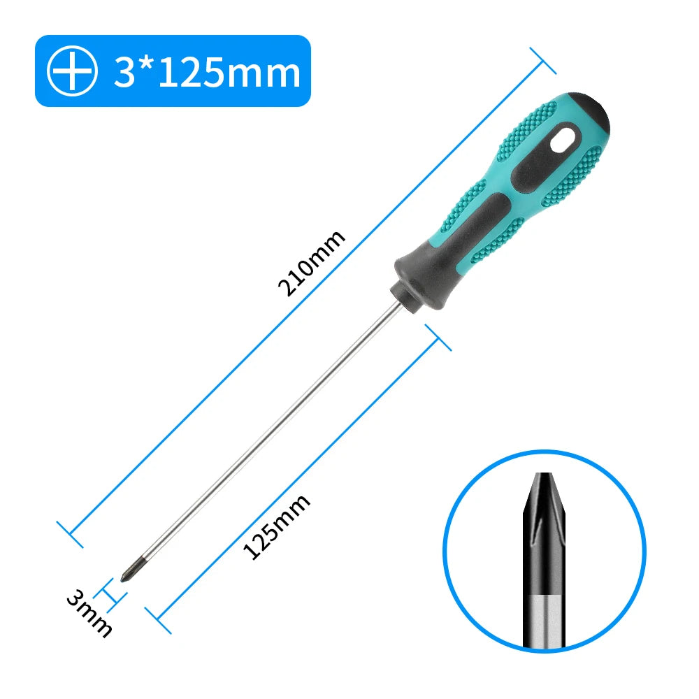 Magnetic Flat Head Cross Screwdriver - Anti-Slip, Durable Chrome-Vanadium Steel for Precision Household & DIY Tasks