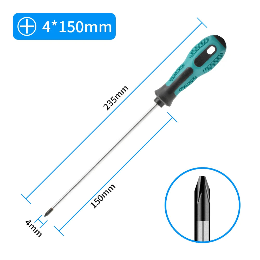 Magnetic Flat Head Cross Screwdriver - Anti-Slip, Durable Chrome-Vanadium Steel for Precision Household & DIY Tasks