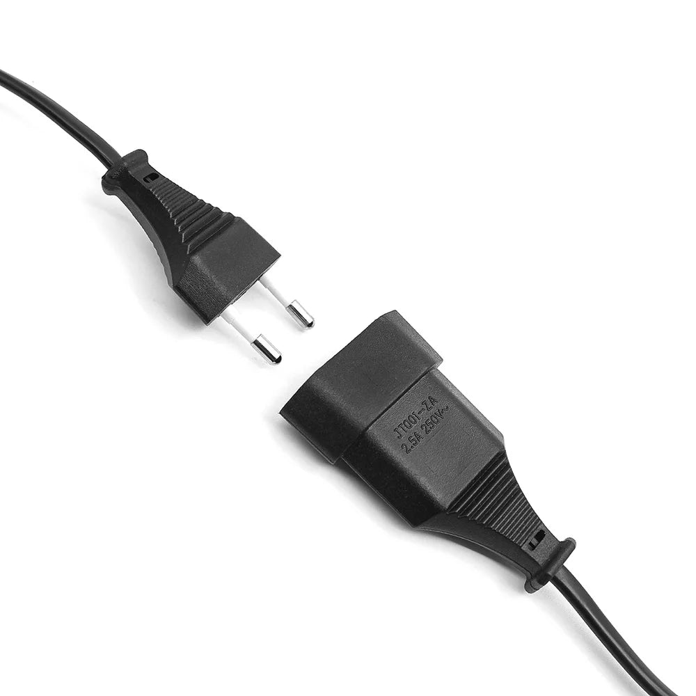 EU 2-Prong Power Extension Cord - Pure Copper European Outlet Extender, 250V AC Cable, Multiple Lengths for Home & Electronics