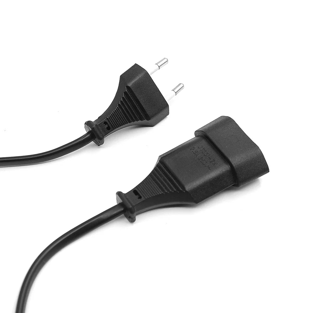 EU 2-Prong Power Extension Cord - Pure Copper European Outlet Extender, 250V AC Cable, Multiple Lengths for Home & Electronics
