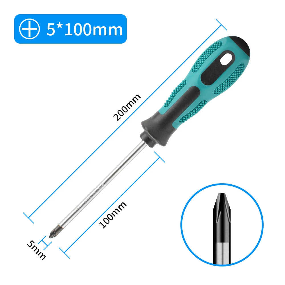 Magnetic Flat Head Cross Screwdriver - Anti-Slip, Durable Chrome-Vanadium Steel for Precision Household & DIY Tasks
