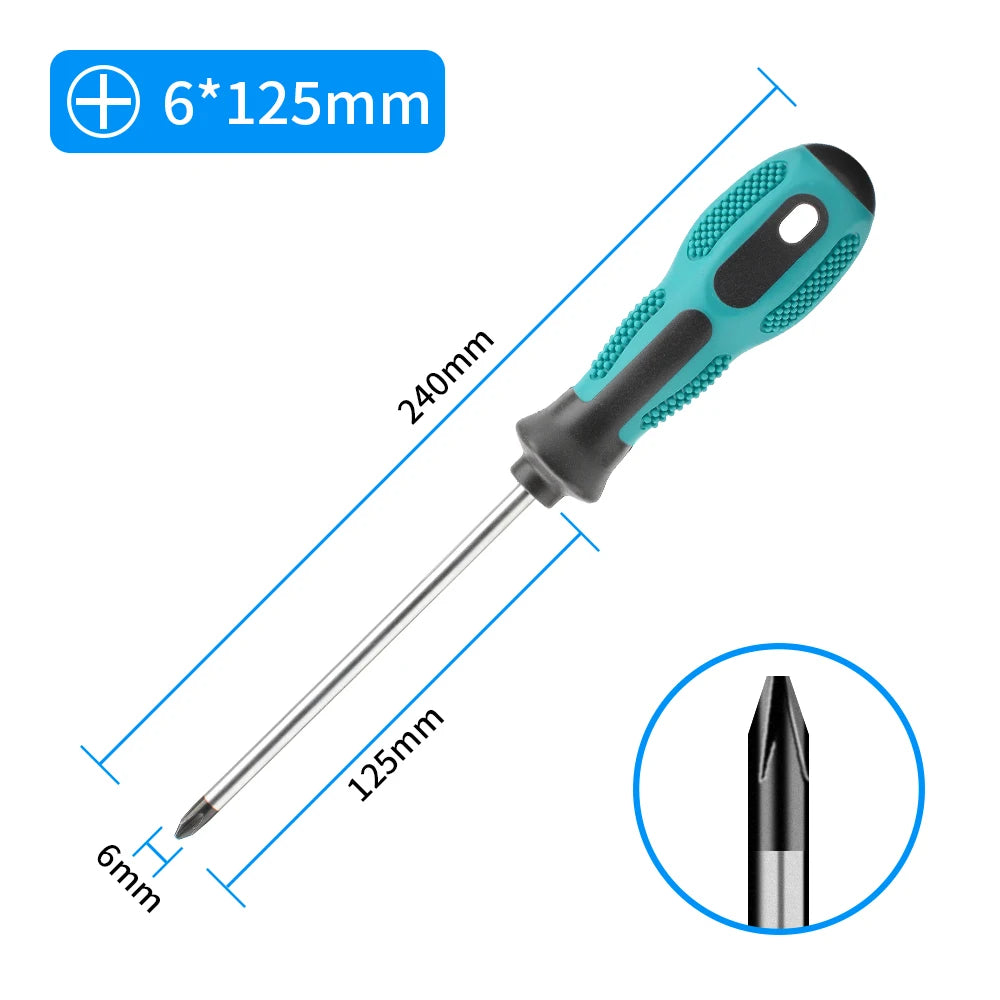 Magnetic Flat Head Cross Screwdriver - Anti-Slip, Durable Chrome-Vanadium Steel for Precision Household & DIY Tasks