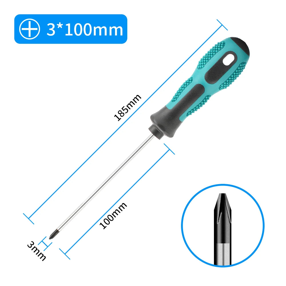 Magnetic Flat Head Cross Screwdriver - Anti-Slip, Durable Chrome-Vanadium Steel for Precision Household & DIY Tasks