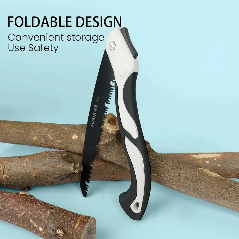 SK7 Steel Folding Hand Saw – Laser-Hardened Triple-Tooth Blade for Effortless Tree Pruning, Bamboo / Softwoods Cutting, DIY & Carpentry