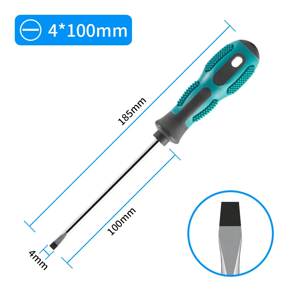Magnetic Flat Head Cross Screwdriver - Anti-Slip, Durable Chrome-Vanadium Steel for Precision Household & DIY Tasks