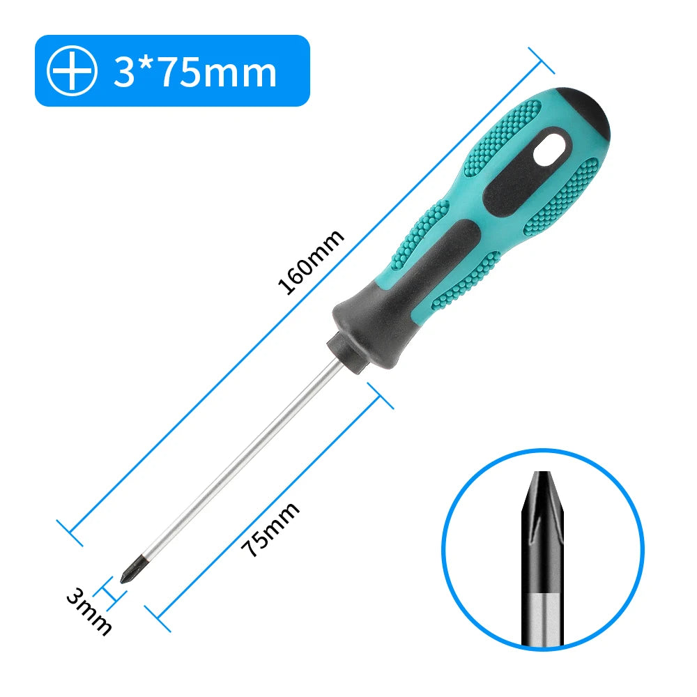 Magnetic Flat Head Cross Screwdriver - Anti-Slip, Durable Chrome-Vanadium Steel for Precision Household & DIY Tasks