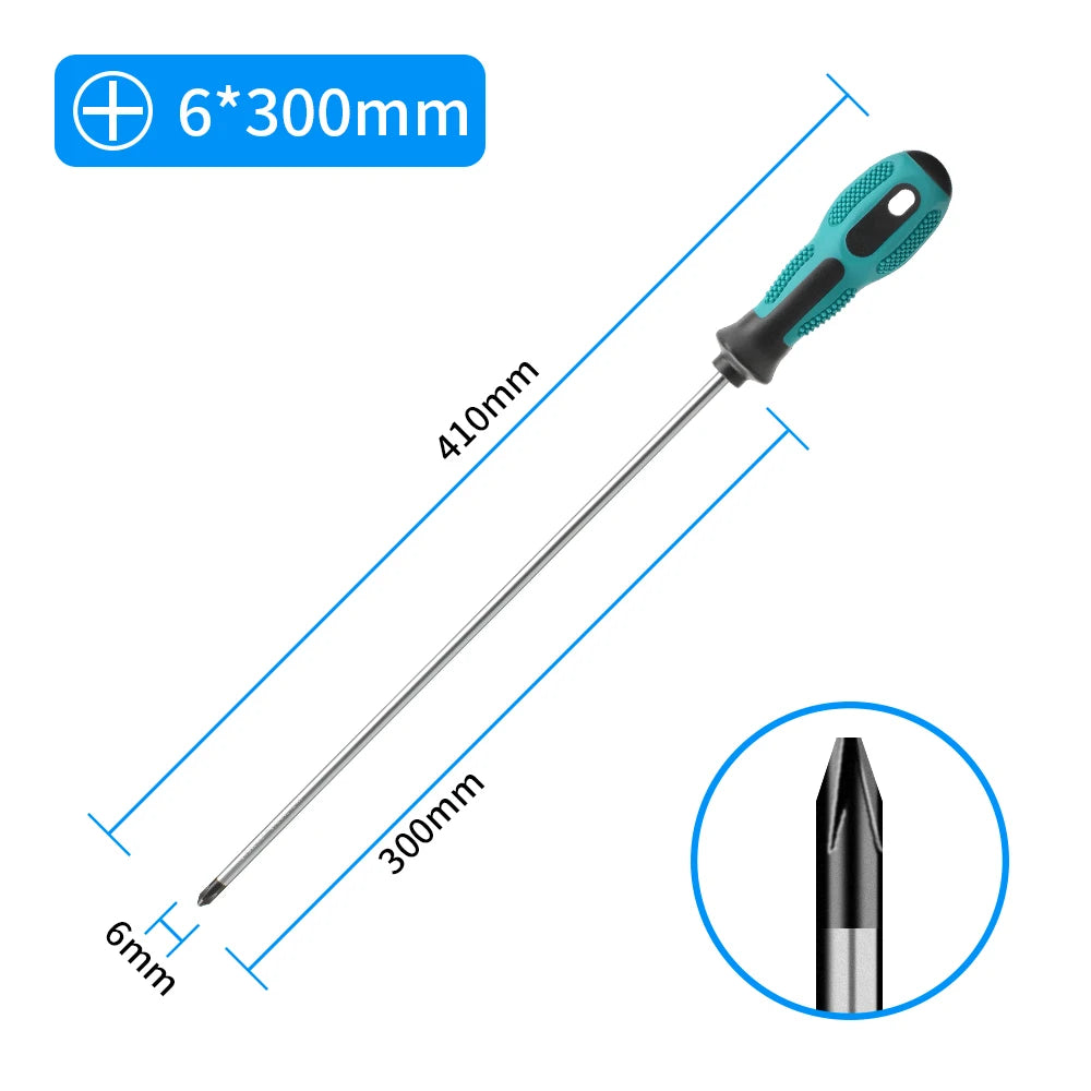Magnetic Flat Head Cross Screwdriver - Anti-Slip, Durable Chrome-Vanadium Steel for Precision Household & DIY Tasks