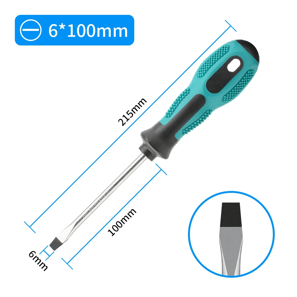Magnetic Flat Head Cross Screwdriver - Anti-Slip, Durable Chrome-Vanadium Steel for Precision Household & DIY Tasks