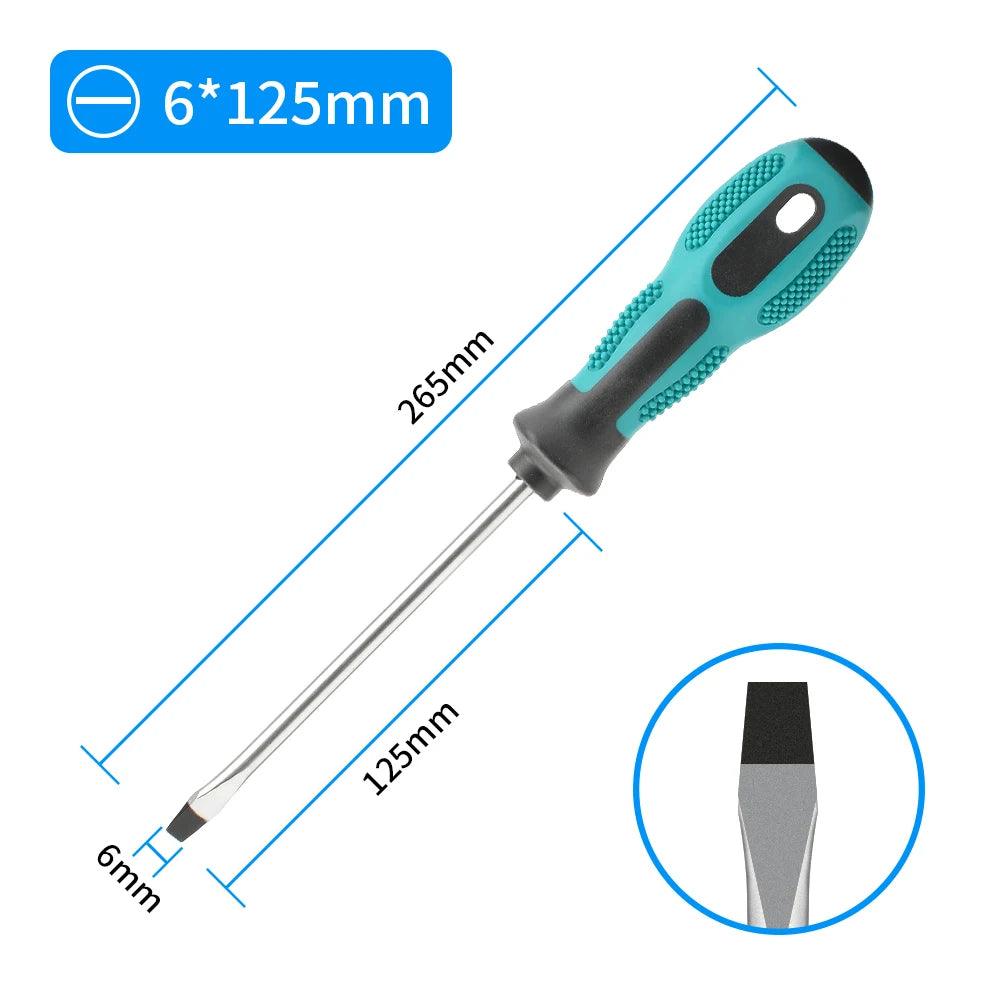 Magnetic Flat Head Cross Screwdriver - Anti-Slip, Durable Chrome-Vanadium Steel for Precision Household & DIY Tasks