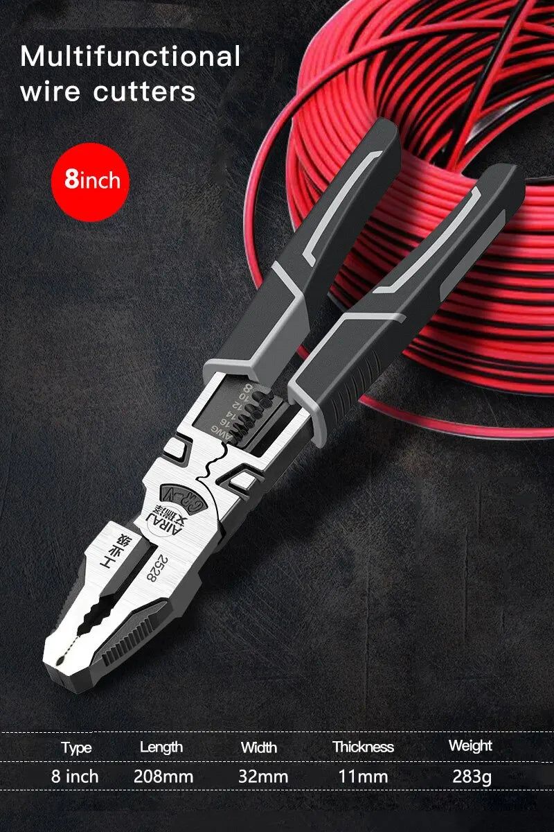 Pro-Grade Multifunctional Wire Pliers – 7/8/9 Inch Sharp Cutting, Stripping & Crimping Tool for Electrical & Industrial Work