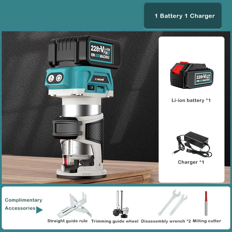 21V Lithium-Ion Brushless Cordless Versatile Trim Router for Wood Slotting, Edge Trimming, Artistic Engraving