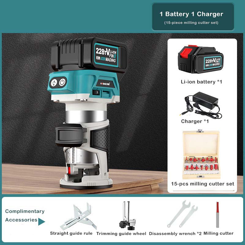21V Lithium-Ion Brushless Cordless Versatile Trim Router for Wood Slotting, Edge Trimming, Artistic Engraving