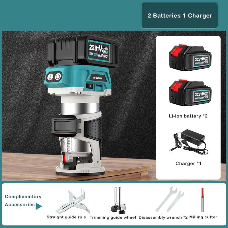 21V Lithium-Ion Brushless Cordless Versatile Trim Router for Wood Slotting, Edge Trimming, Artistic Engraving