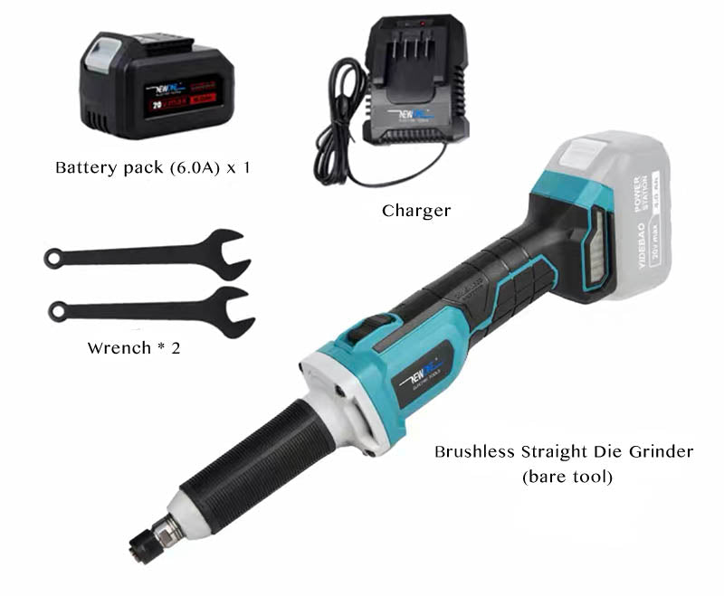 Lithium-Ion Brushless Cordless Straight Die Grinder with Upgraded Battery Capacity of 4,000mAh and An Extended 2.8-inch Length Output Shaft