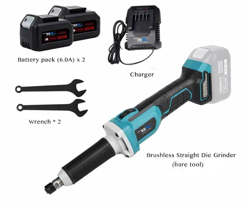 Lithium-Ion Brushless Cordless Straight Die Grinder with Upgraded Battery Capacity of 4,000mAh and An Extended 2.8-inch Length Output Shaft
