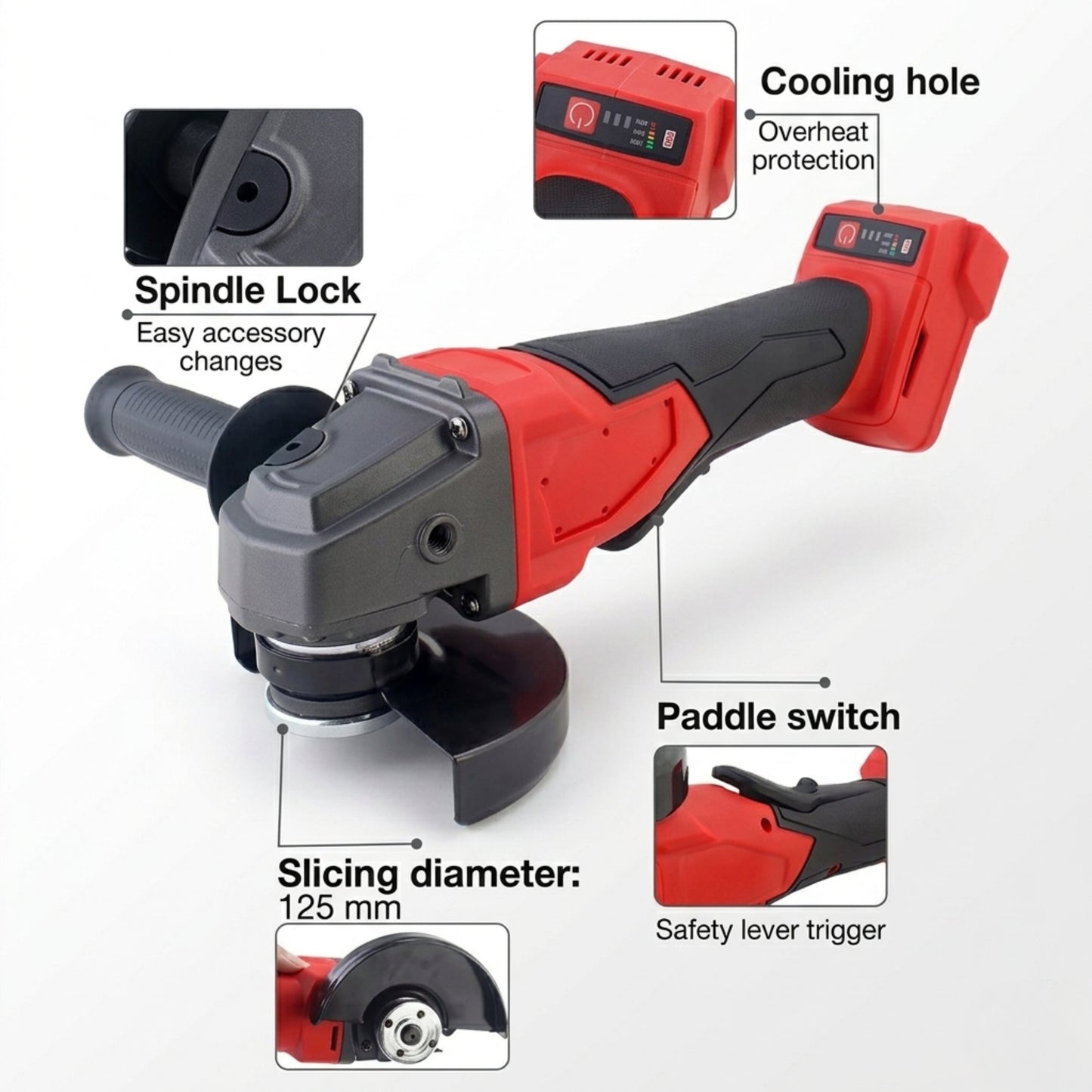 125mm Brushless Cordless Angle Grinder – 8,500RPM Power Tool Compatible with Milwaukee 18V Batteries, M14 Spindle, Heavy-Duty Cutting & Grinding for Electricians, Plumbers, and HVAC Professionals