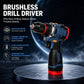 16.8V Brushless Cordless Drill Driver with 50Nm Torque, 2-Speed Control & Variable Speed - Rechargeable Electric Screwdriver for Electrical & Plumbing Maintenance, Home Renovation, Furniture Installation