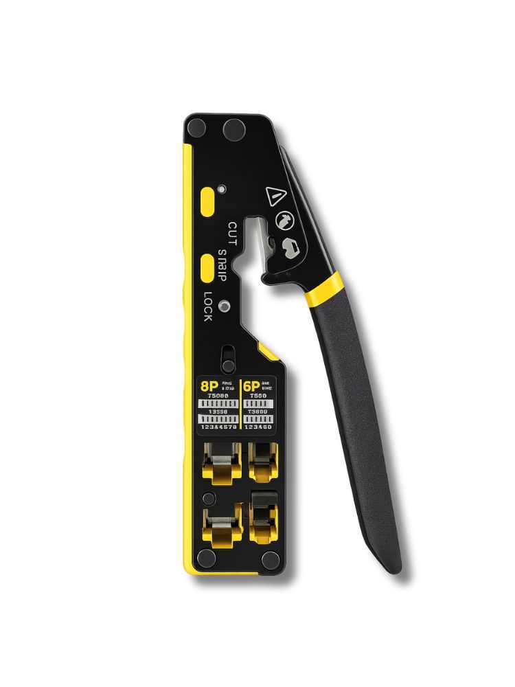 EZ Pass-Through RJ45 Crimping Tool, 3-in-1 Ethernet Cable Crimper with Cutter & Stripper, Dual 8P/6P for Pass-Through & Standard RJ45/RJ11 Connectors, Cat5e/Cat6