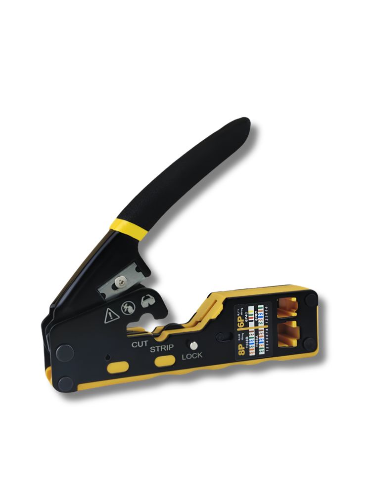 EZ Pass-Through RJ45 Crimping Tool, 3-in-1 Ethernet Cable Crimper with Cutter & Stripper, Dual 8P/6P for Pass-Through & Standard RJ45/RJ11 Connectors, Cat5e/Cat6