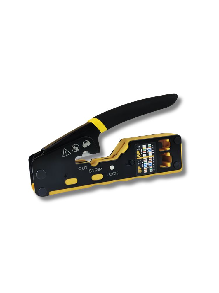 EZ Pass-Through RJ45 Crimping Tool, 3-in-1 Ethernet Cable Crimper with Cutter & Stripper, Dual 8P/6P for Pass-Through & Standard RJ45/RJ11 Connectors, Cat5e/Cat6
