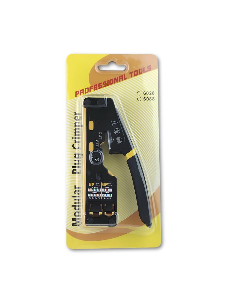 EZ Pass-Through RJ45 Crimping Tool, 3-in-1 Ethernet Cable Crimper with Cutter & Stripper, Dual 8P/6P for Pass-Through & Standard RJ45/RJ11 Connectors, Cat5e/Cat6